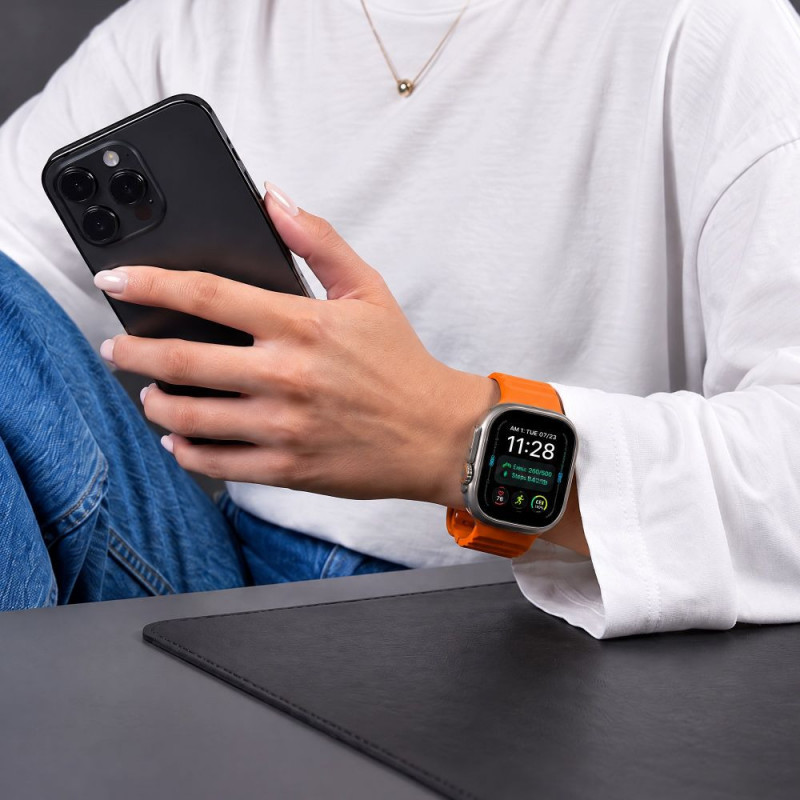 Tech-Protect Silicone Line Apple Watch 8 / 9 / 10 / 11 / 12 / SE / Ultra 44/45/46/49 mm siksniņa, oranža