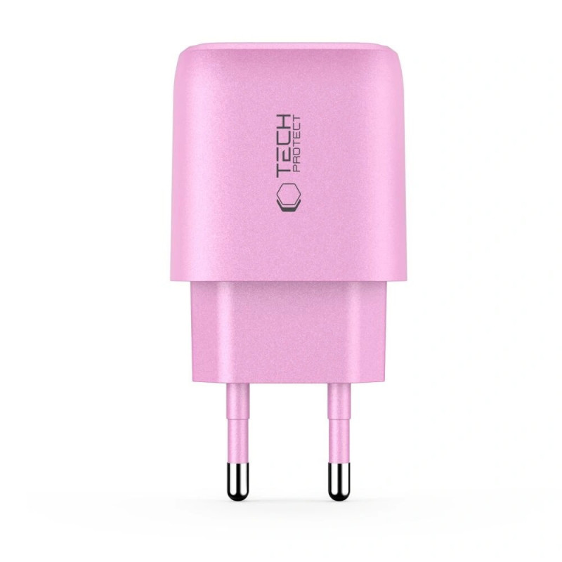 Tech-Protect NCA20 USB-A / USB-C sienas lādētājs PD 20W / QC3.0, Baby Pink