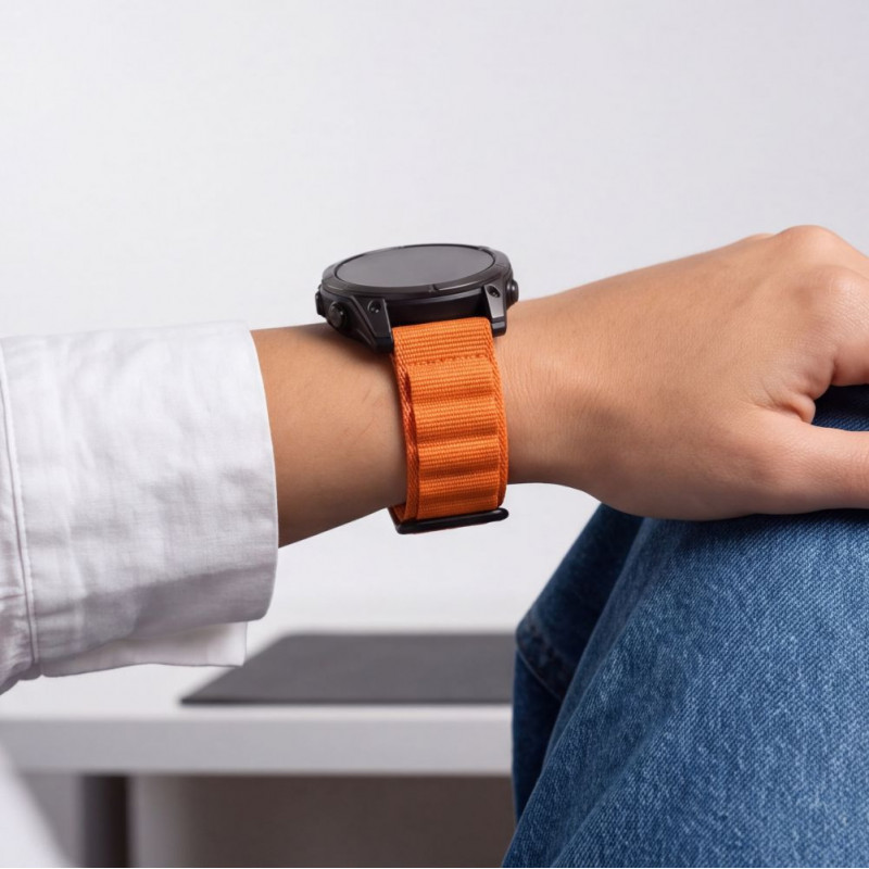 Tech-Protect Nylon Pro THP6037 pulksteņa siksna Garmin Fenix 5X / 5X Plus / 6X / 6X Pro / 7X / 8 / 8 Pro / 9 / 9 Pro (51 mm), oranža