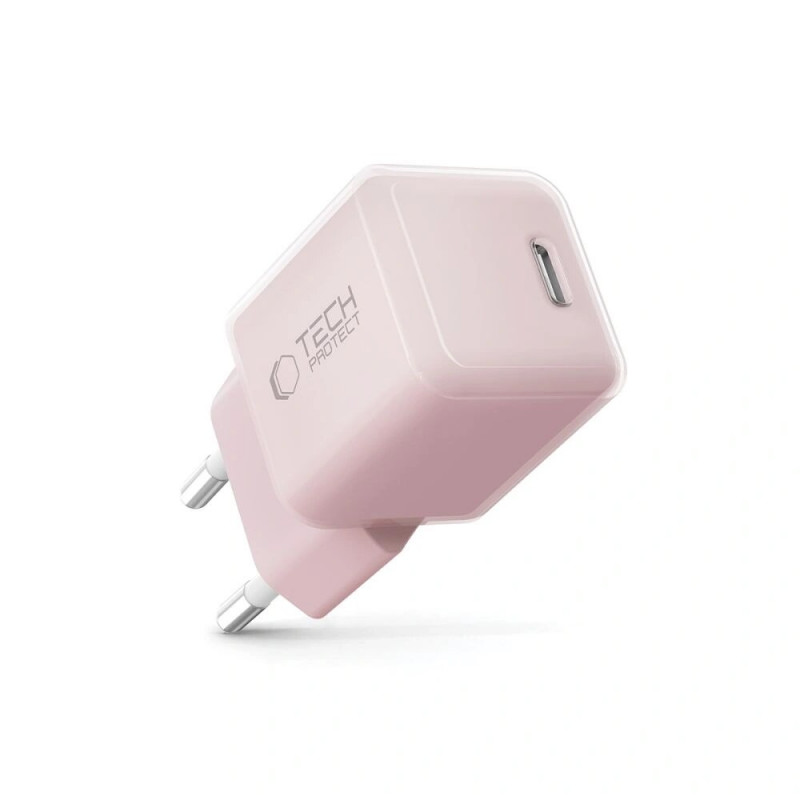 Tech-Protect NCM25 USB-C sienas lādētājs PD 25W, Baby Pink