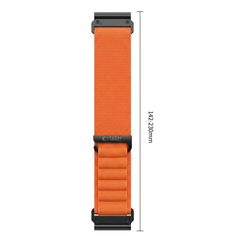 Tech-Protect Nylon Pro THP6032 pulksteņa siksna Garmin Fenix 5X / 5X Plus / 6X / 6X Pro / 7X / 8 / 8 Pro / 9 / 9 Pro (47 mm), oranža