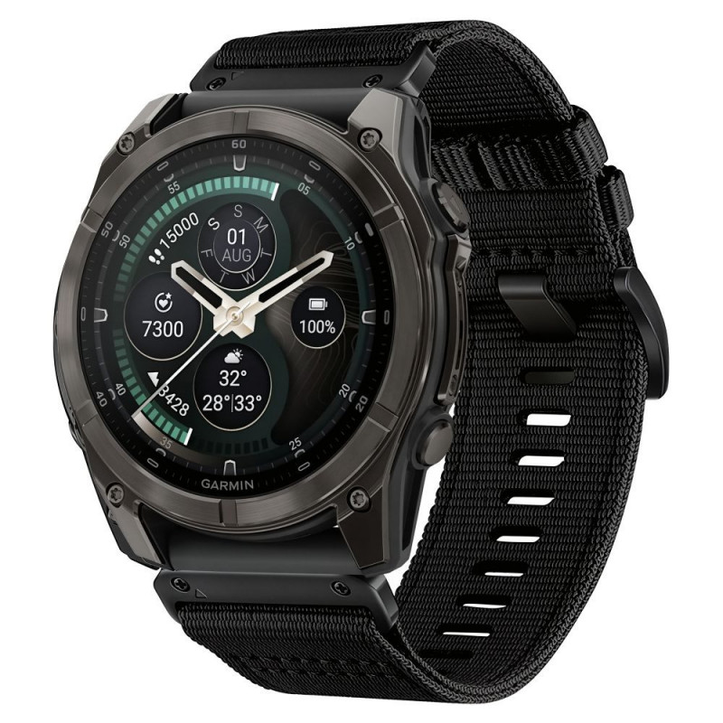 Tech-Protect Nylon Classic pulksteņa siksna Garmin Fenix 5X / 5X Plus / 6X / 6X Pro / 7X / 8 / 8 Pro / 9 / 9 Pro 47 mm, melna