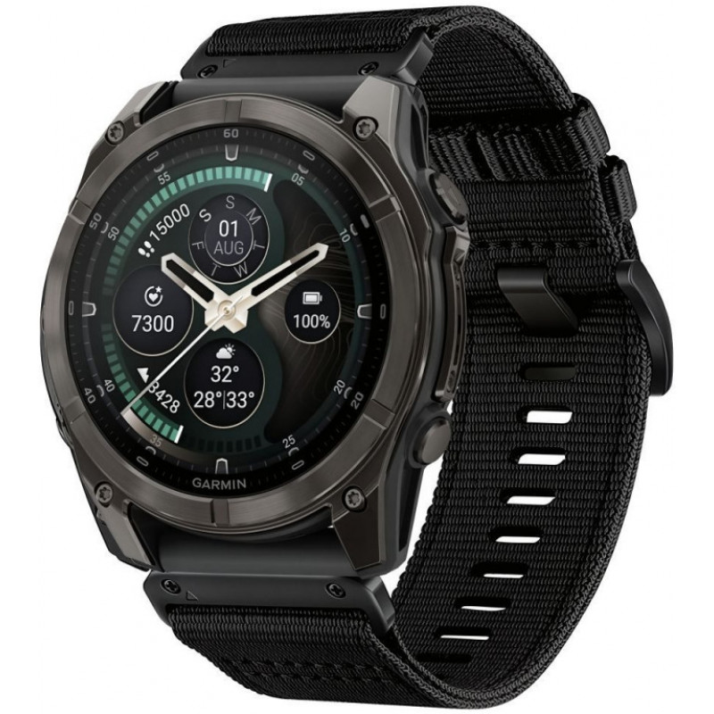 Tech-Protect Nylon Classic pulksteņa siksna Garmin Fenix 5X / 5X Plus / 6X / 6X Pro / 7X / 8 / 8 Pro / 9 / 9 Pro 47 mm, melna