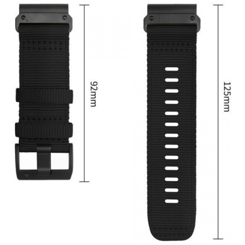 Tech-Protect Nylon Classic pulksteņa siksna Garmin Fenix 5X / 5X Plus / 6X / 6X Pro / 7X / 8 / 8 Pro / 9 / 9 Pro 47 mm, melna