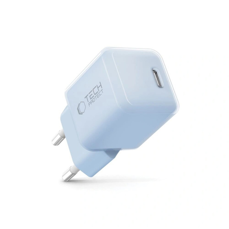 Tech-Protect NCM25 USB-C sienas lādētājs PD 25W, Baby Blue