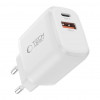 Tech-Protect NCA20 USB-A / USB-C sienas lādētājs PD 20W / QC3.0 ar USB-C / Lightning kabeli 100 cm, balts