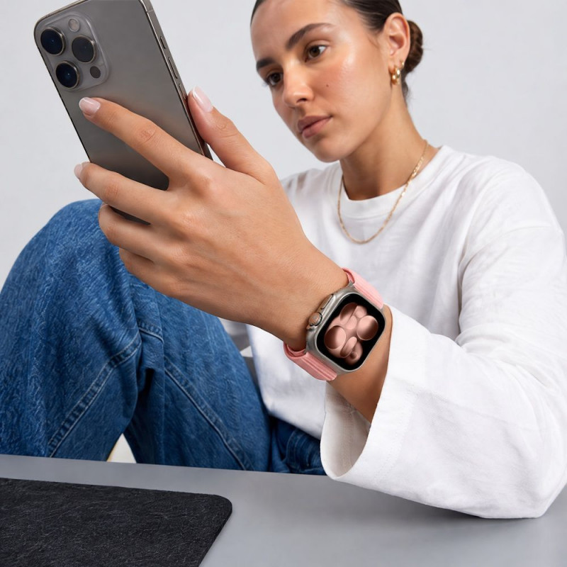 Tech-Protect NylonLoop aproce Apple Watch 8 / 9 / 10 / 11 / 12 / SE (40 / 41 / 42 mm), Blush Pink