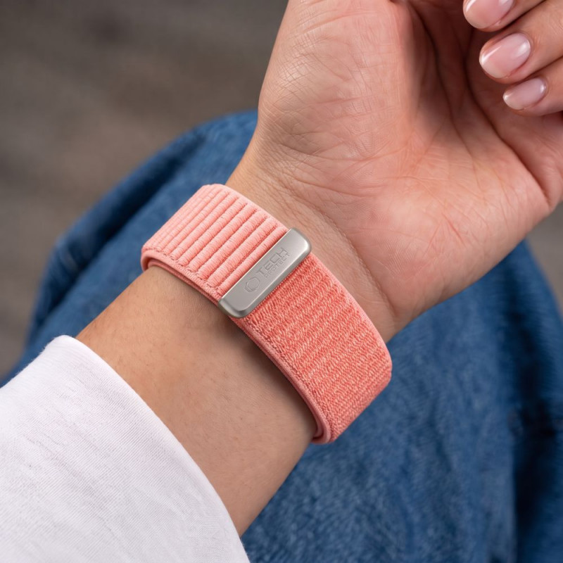 Tech-Protect NylonLoop aproce Apple Watch 8 / 9 / 10 / 11 / 12 / SE (40 / 41 / 42 mm), Blush Pink