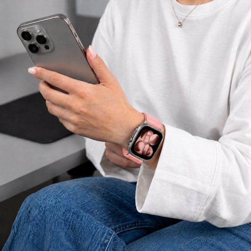 Tech-Protect NylonLoop aproce Apple Watch 8 / 9 / 10 / 11 / 12 / SE (40 / 41 / 42 mm), Blush Pink