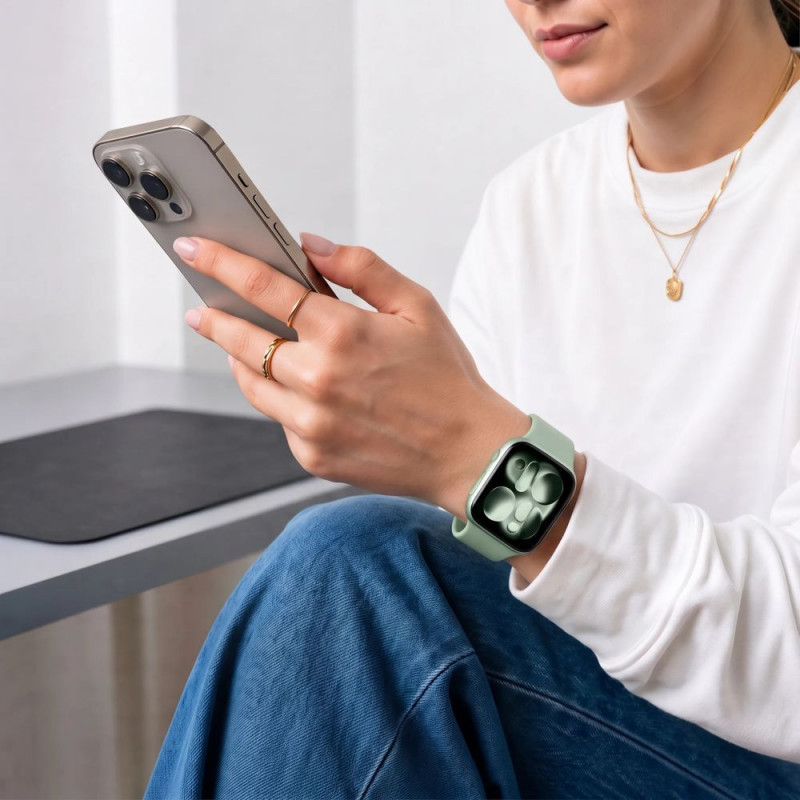 Tech-Protect silikona siksniņa Apple Watch 8 / 9 / 10 / 11 / 12 / SE (40 / 41 / 42 mm), pistāciju