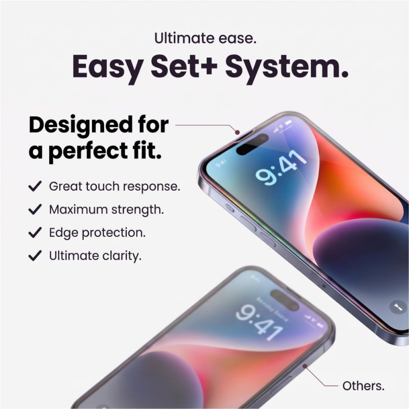 Tech-Protect Easy Set+ rūdītā stikla komplekts Apple iPhone 18 Pro ekrānam un objektīvam, caurspīdīgs (3 gab.)