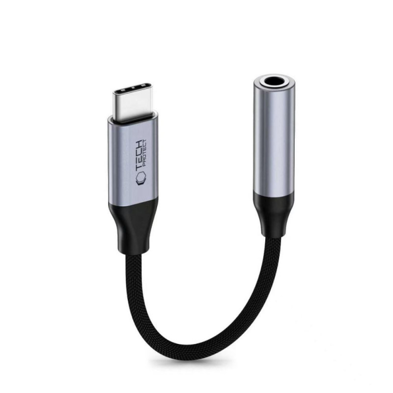 Tech-Protect Ultraboost USB-C uz 3,5 mm mini jack DAC adapteris, dzelzs pelēks