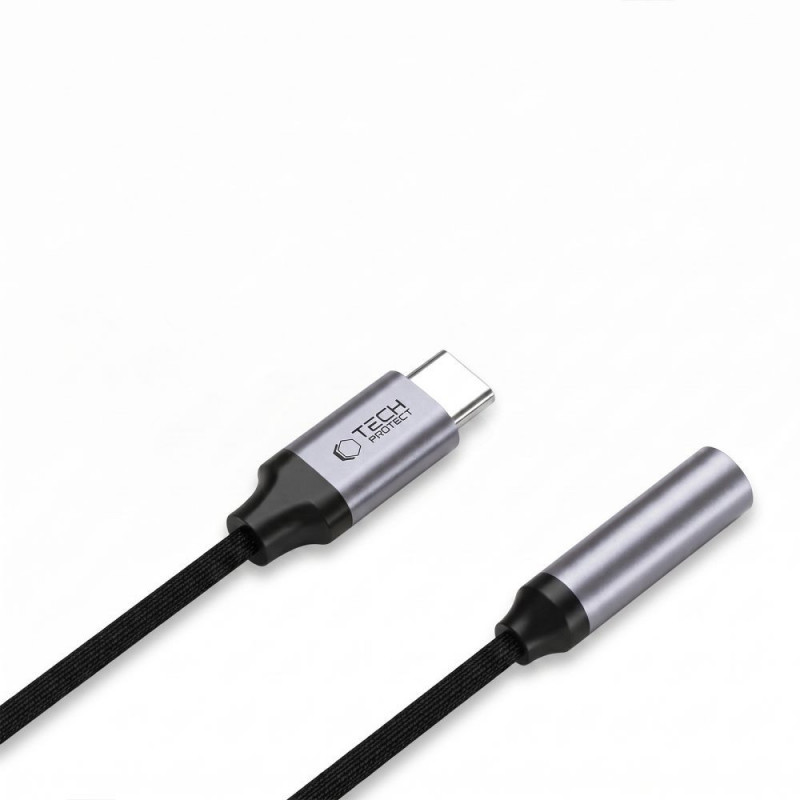 Tech-Protect Ultraboost USB-C uz 3,5 mm mini jack DAC adapteris, dzelzs pelēks