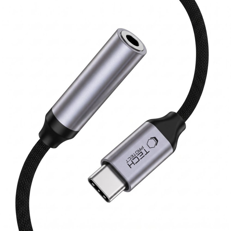 Tech-Protect Ultraboost USB-C uz 3,5 mm mini jack DAC adapteris, dzelzs pelēks