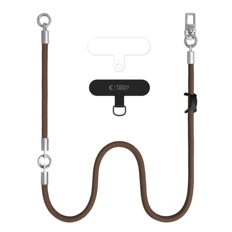 Tech-Protect C10S Rope pār plecu un plaukstas siksniņu komplekts, Walnut Brown/Titanium