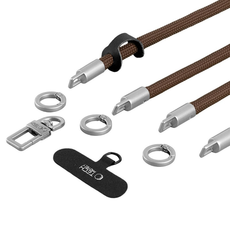 Tech-Protect C10S Rope pār plecu un plaukstas siksniņu komplekts, Walnut Brown/Titanium