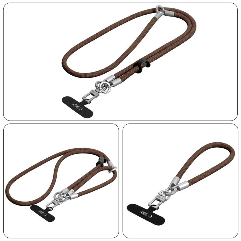 Tech-Protect C10S Rope pār plecu un plaukstas siksniņu komplekts, Walnut Brown/Titanium