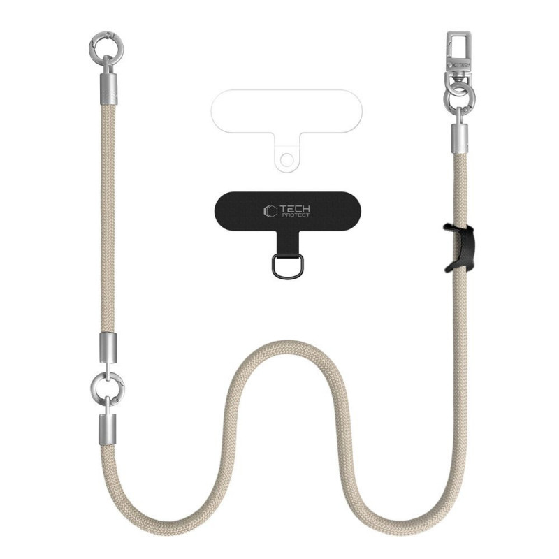 Tech-Protect C10S Rope pār plecu un plaukstas siksnu komplekts, Desert Beige/Titanium