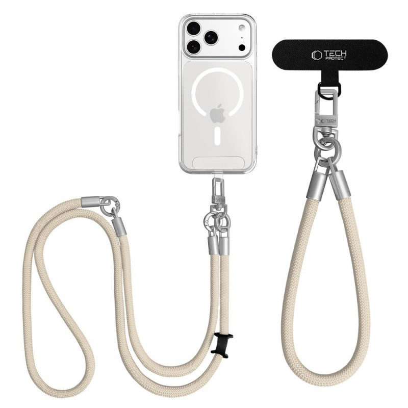 Tech-Protect C10S Rope pār plecu un plaukstas siksnu komplekts, Desert Beige/Titanium