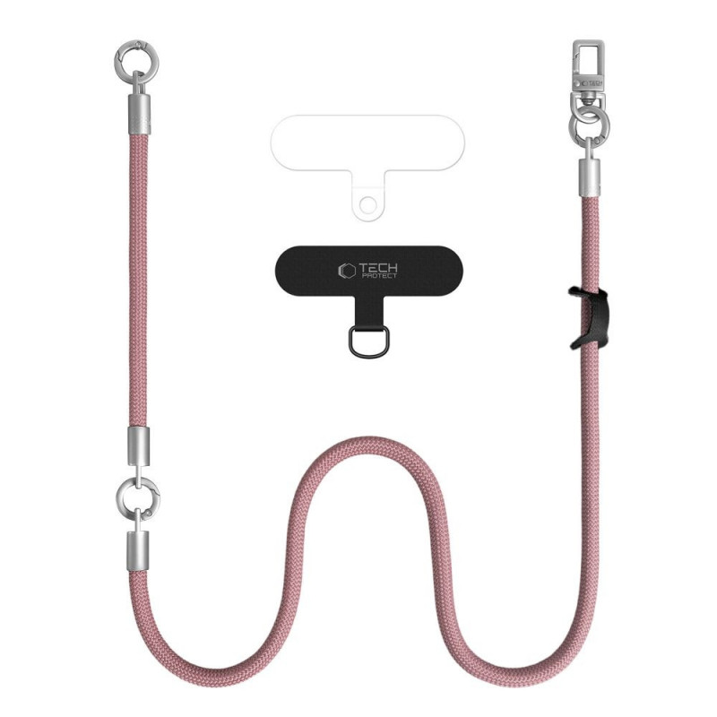 Tech-Protect C10S Rope Crossbody & Wrist Strap komplekts, Dusty Rose/Titanium