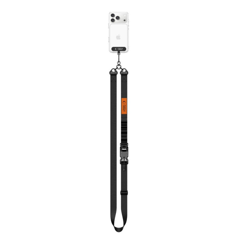 Tech-Protect C9S Rope Crossbody telefona pārkakla siksna, melna/oranža