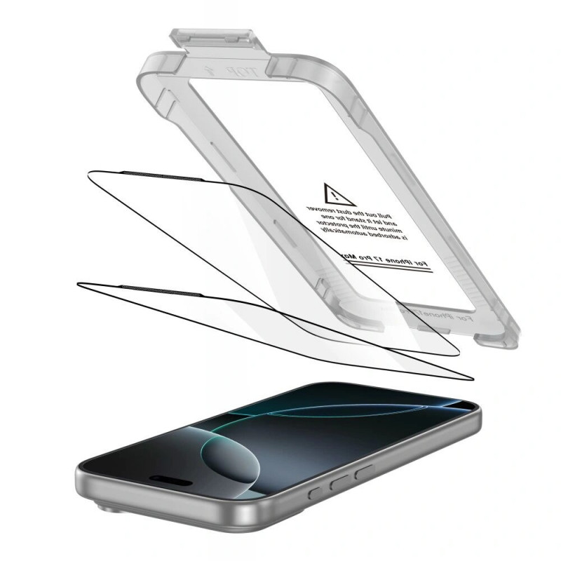 Tech-Protect Quick Set+ rūdītā stikla ekrāna aizsargs Apple iPhone 17 Pro Max, melns (2 gab.)