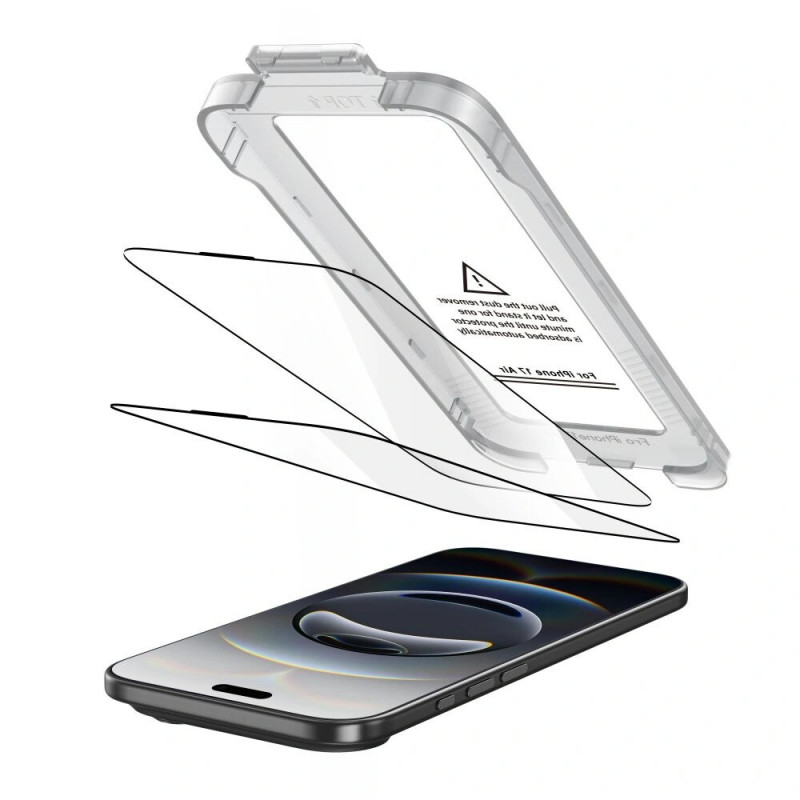 Tech-Protect Quick Set+ rūdītā stikla ekrāna aizsargs Apple iPhone Air, melns (2 gab.)