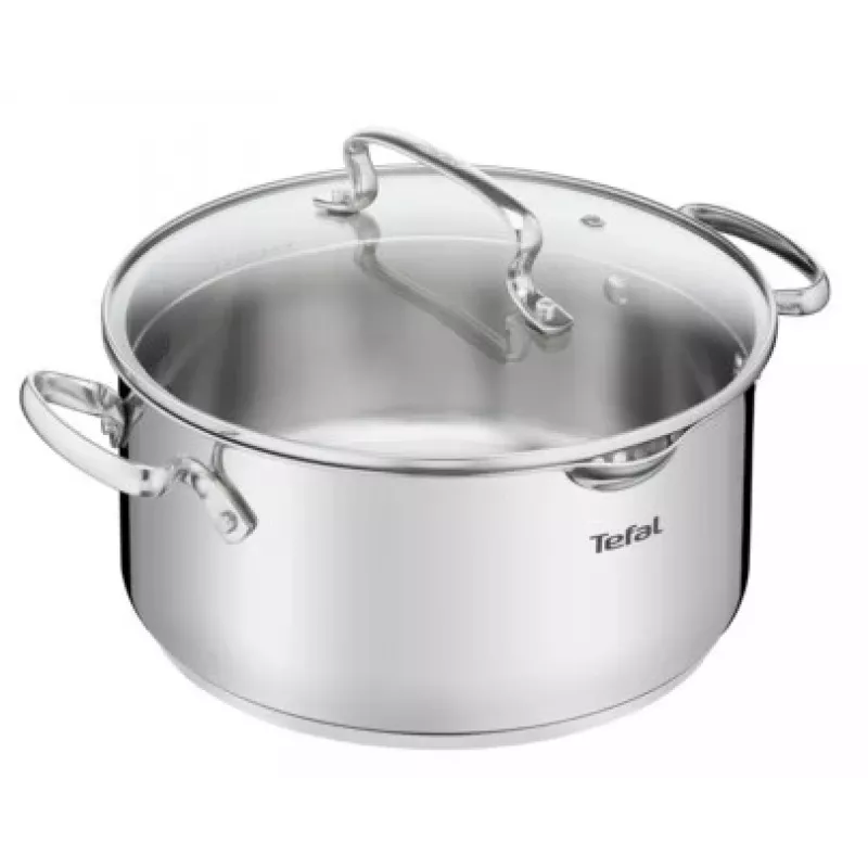 Tefal Duetto+ G7194655 kastrolis, apaļš, nerūsējošais tērauds, 24 cm, stikla vāks