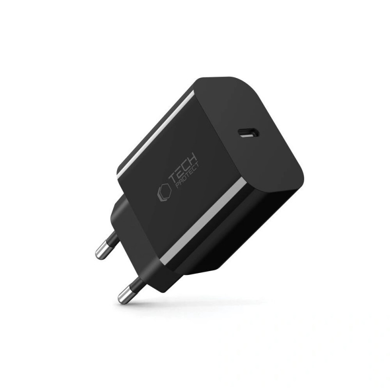 Tech-Protect NC20W USB-C sienas lādētājs PD 20W, melns