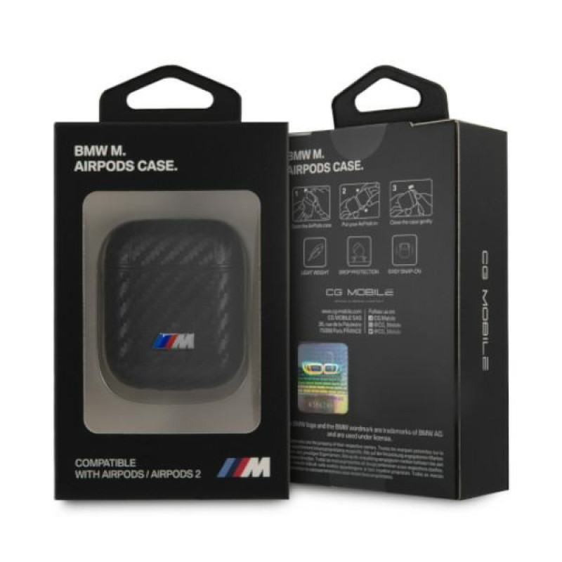 BMW BMA2WMPUCA PU Carbon M Collection vāciņš Apple AirPods 1/2, melns