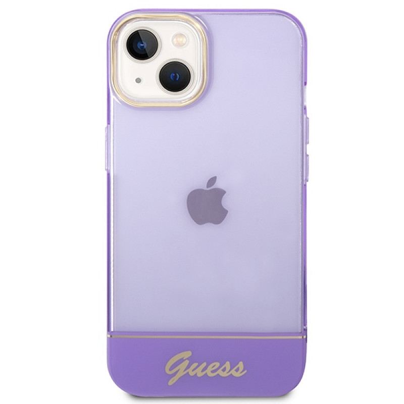 Guess GUHCP14SHGCOU caurspīdīgs cietais futrālis Apple iPhone 14 / 15 / 13 6,1 collu, purpura