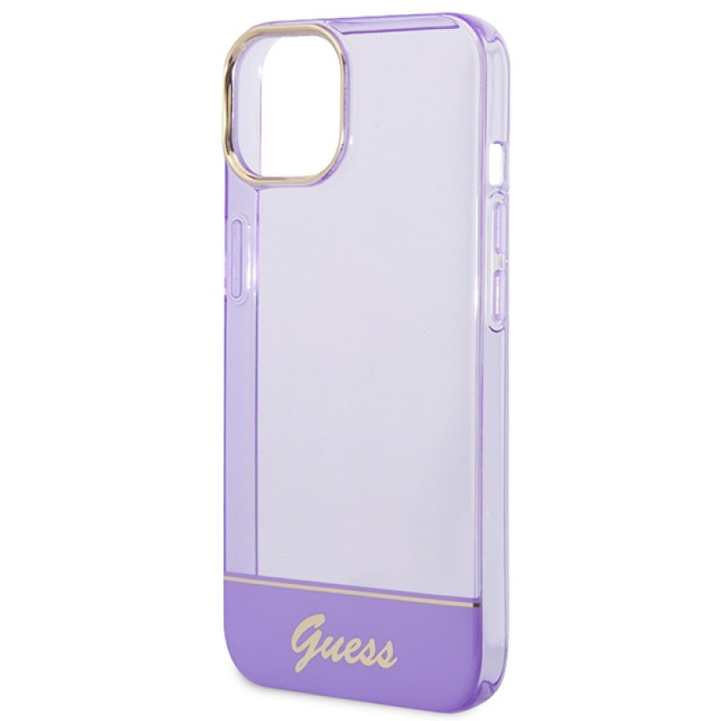Guess GUHCP14SHGCOU caurspīdīgs cietais futrālis Apple iPhone 14 / 15 / 13 6,1 collu, purpura