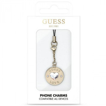 Guess GUCPMHGLD sirds formas dimanta piekariņš ar rhinestones tālruņa siksnā, zelta