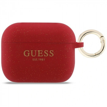 Guess silikona spīdumu gredzena maciņš Apple AirPods Pro 3, fuksijas krāsā