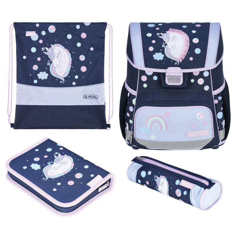 Herlitz Loop Plus Unicorn Dreams pamatskolas somiņu komplekts, tumši zilā/rozā