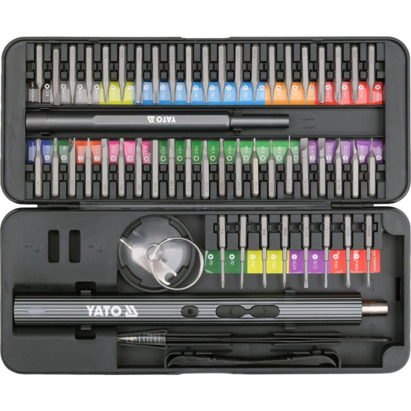YATO YT-25770 skrūvgriežu komplekts ar uzgaļiem, 3.7 V, 56 gab.