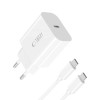 Tech-Protect NC20W 1 portu USB-C sienas lādētājs PD20W ar USB-C / USB-C kabeli, balts