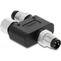 Delock 60858 M8 Y-atszarotājs A-coded 4 pin, 1 x spraudnis uz 1 x spraudnis un 1 x ligzda
