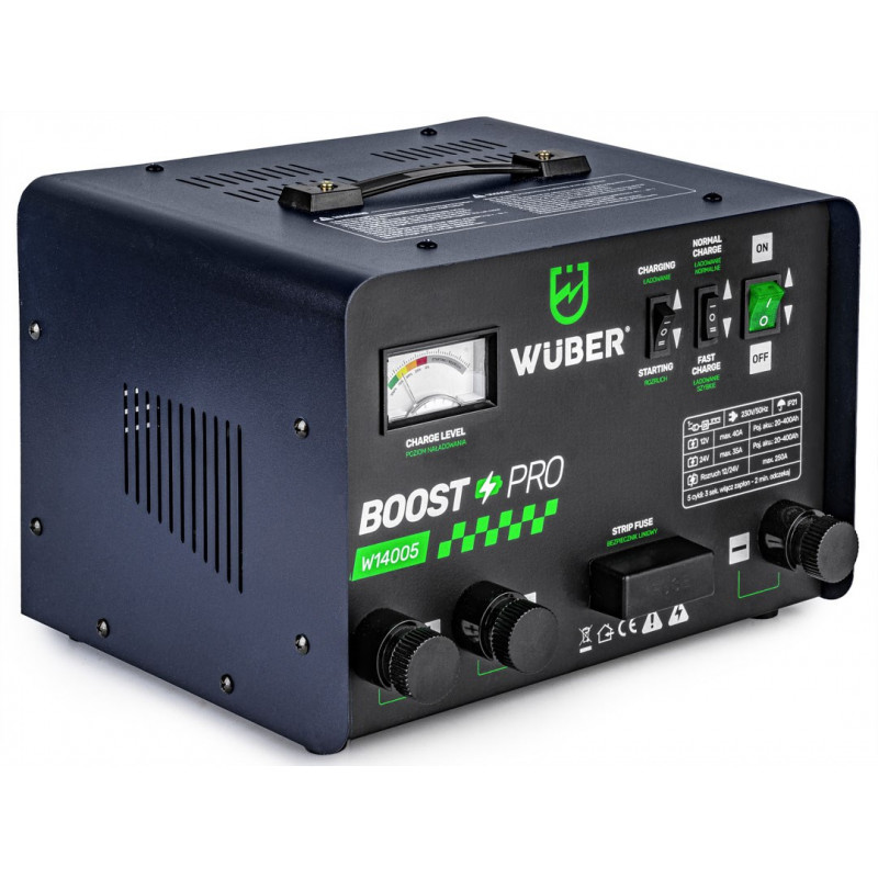 Wuber W14005 automašīnas akumulatora lādētājs ar palaišanas funkciju, 40 A, 12 V/24 V