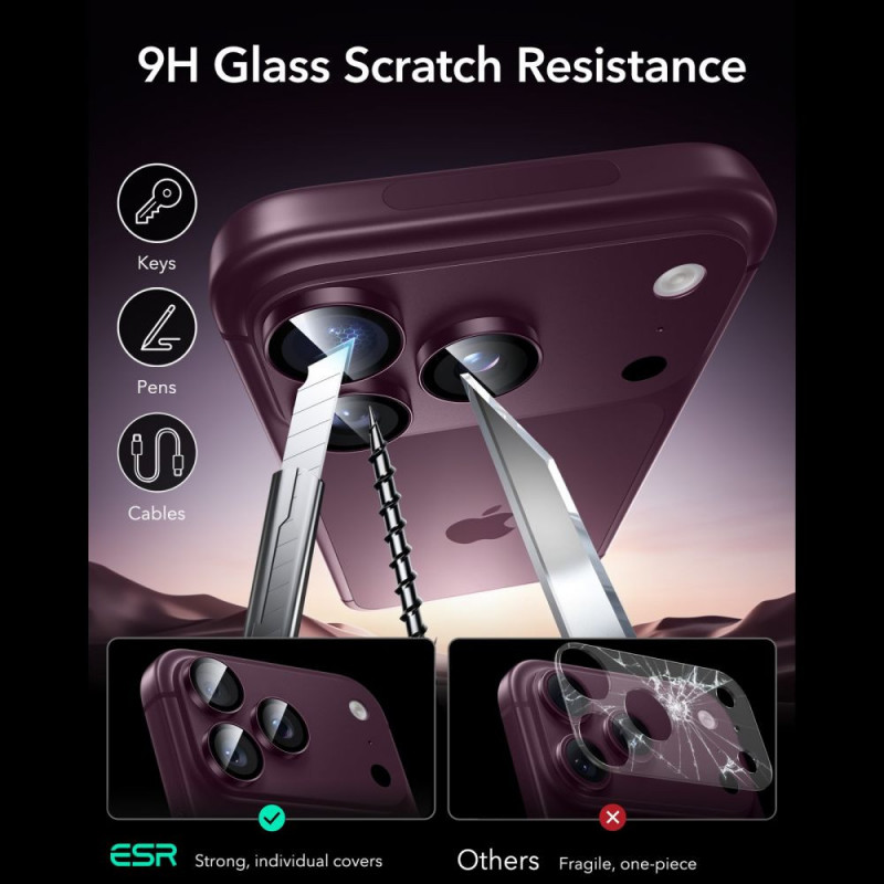 ESR Armorite kameras aizsargs Apple iPhone 18 Pro / 18 Pro Max, Deep Burgundy