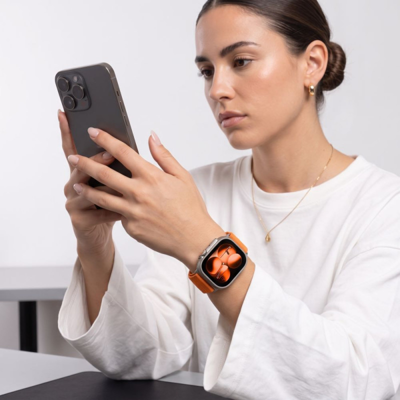 Tech-Protect Nylonloop Apple Watch 8 / 9 / 10 / 11 / 12 / SE / Ultra 44/45/46/49 mm pulksteņa siksniņa, oranža