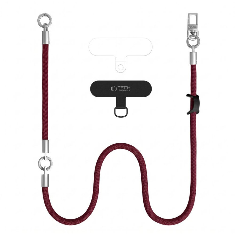 Tech-Protect C10S Rope kroskorpusa un plaukstas telefona auklas komplekts, Burgundy/Titanium