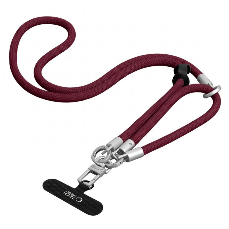 Tech-Protect C10S Rope kroskorpusa un plaukstas telefona auklas komplekts, Burgundy/Titanium
