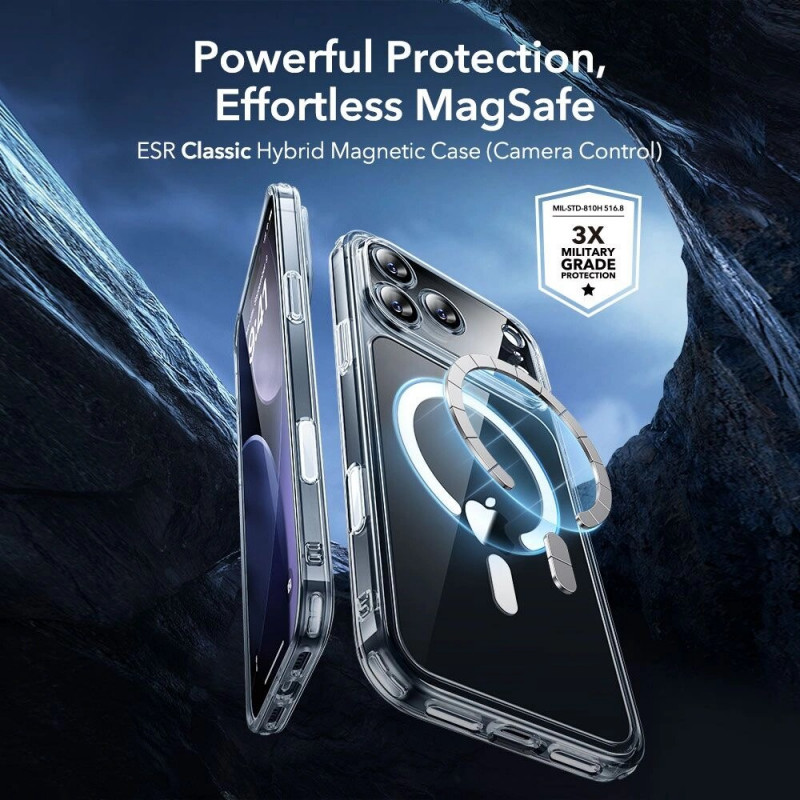 ESR Classic Hybrid MagSafe vāciņš ar rūdītu stiklu Apple iPhone 17 Pro Max, caurspīdīgs