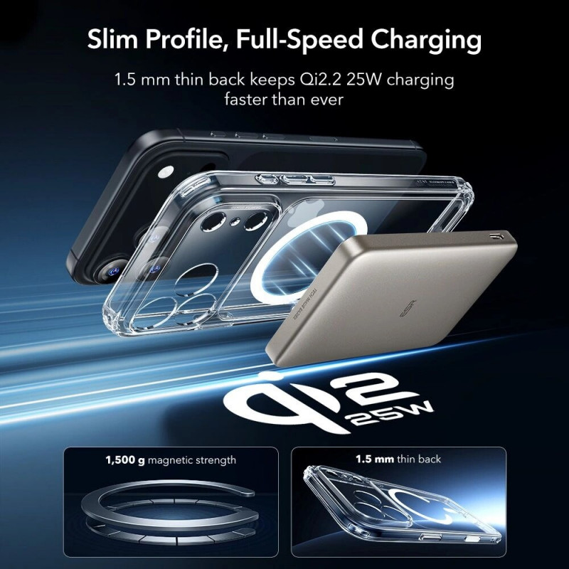 ESR Classic Hybrid MagSafe vāciņš ar rūdītu stiklu Apple iPhone 17 Pro Max, caurspīdīgs