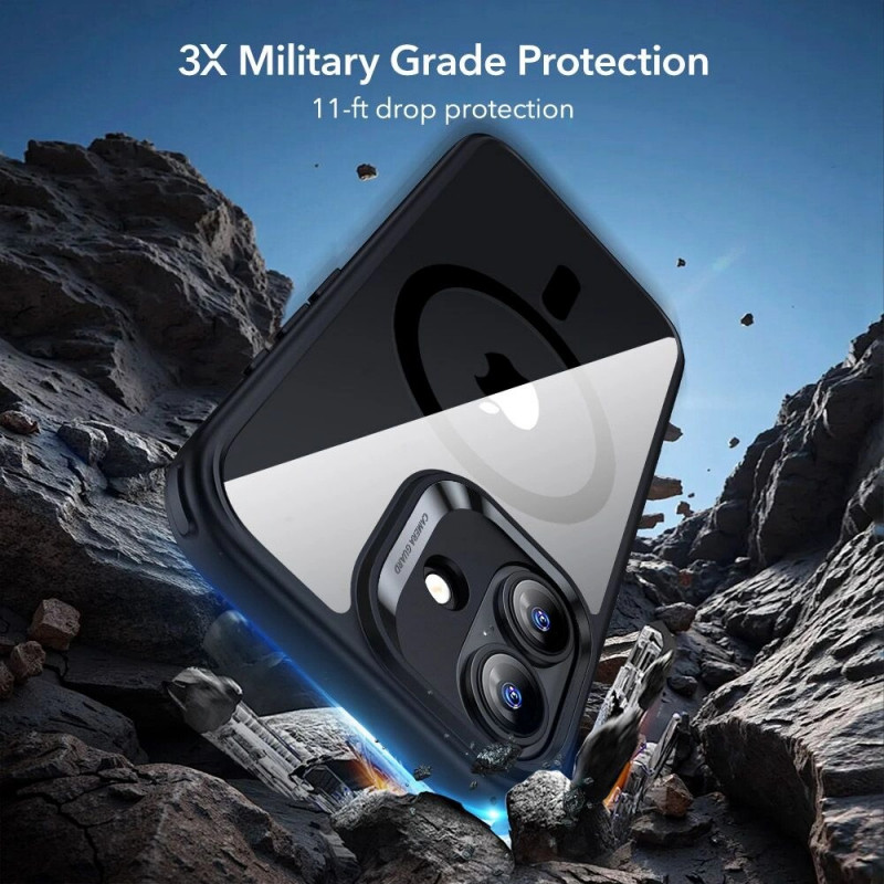 ESR Classic Hybrid MagSafe vāciņš ar rūdītu stiklu Apple iPhone 17, caurspīdīgs/melns