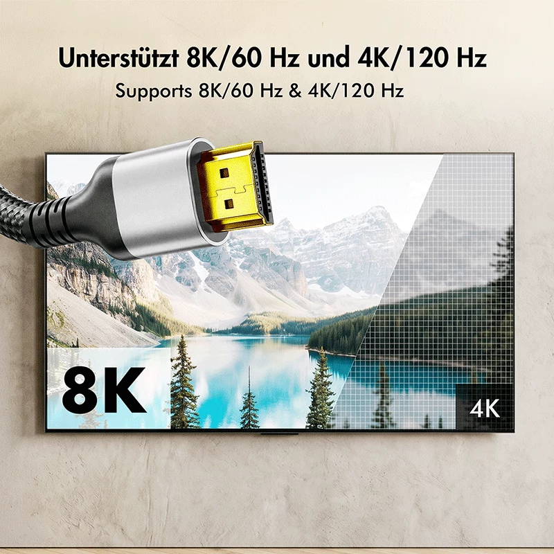LogiLink CH0122 HDMI kabelis, A/M uz A/M, 8K/60 Hz, 48 Gbps, metāls, neilons, melns/pelēks, 2 m