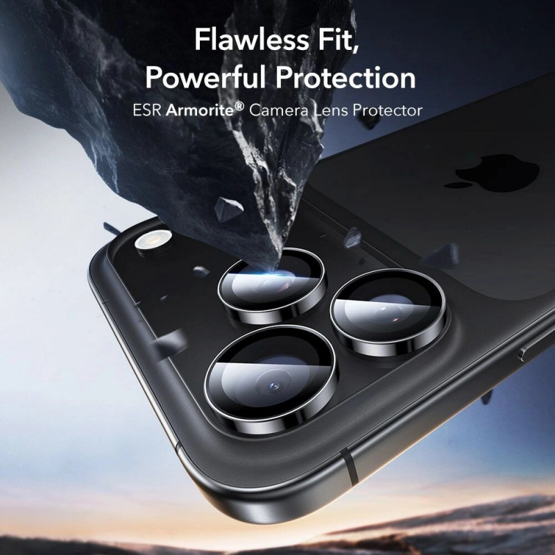 ESR Armorite kameras aizsargs Apple iPhone 14 Pro / 14 Pro Max / 15 Pro / 15 Pro Max / 16 Pro / 16 Pro Max / 17 Pro / 17 Pro Max, melns (ESR931)