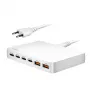 LogiLink PA0418 USB-A/C galda lādētājs, 100 W, GaN, 6 porti, 2x USB-A (QC), 4x USB-C (PD), balts