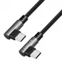 LogiLink CU0460 USB 2.0 Type-C kabelis, C/M 90° uz C/M 90°, 480 Mbps, 100W, metāls, sudraba/melns, 0,5 m